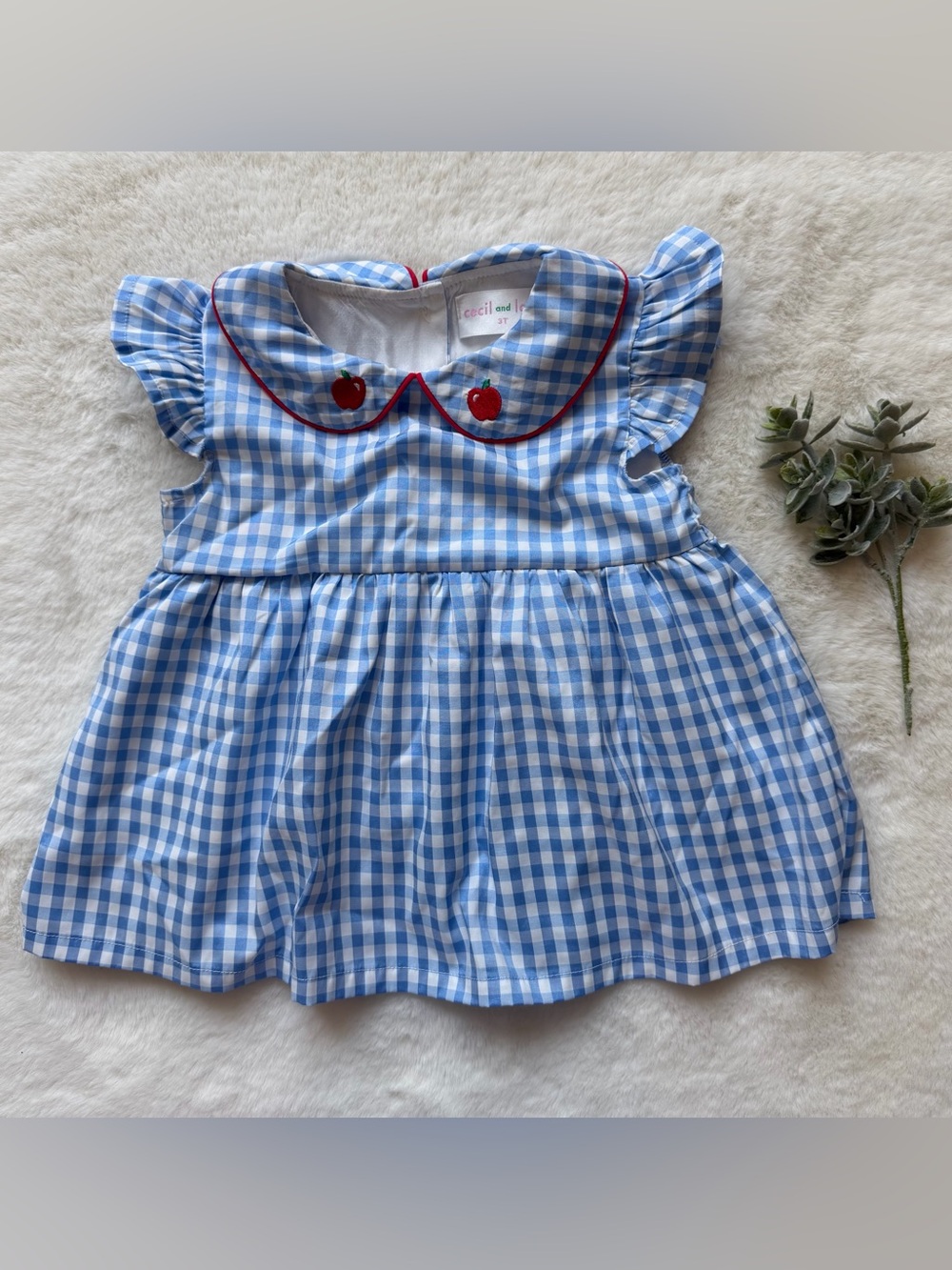 Cecil and Lou | EUC - Apple Collar Top - Size 3T - Blue Gingham